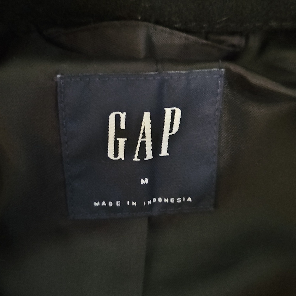 GAP Black Wool Bomber Jacket with Silver Zippers Medium - Picture 2 of 4